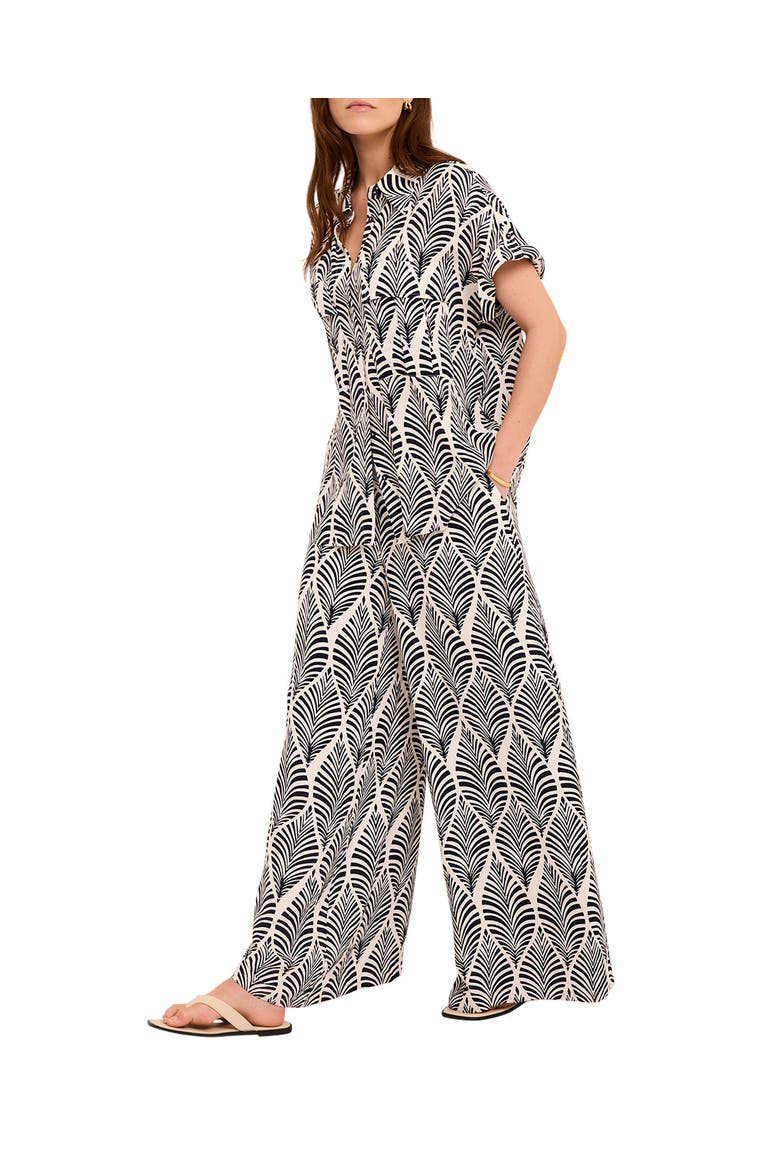 Leaf Print Wide Leg Trousers, Main, color, Blue