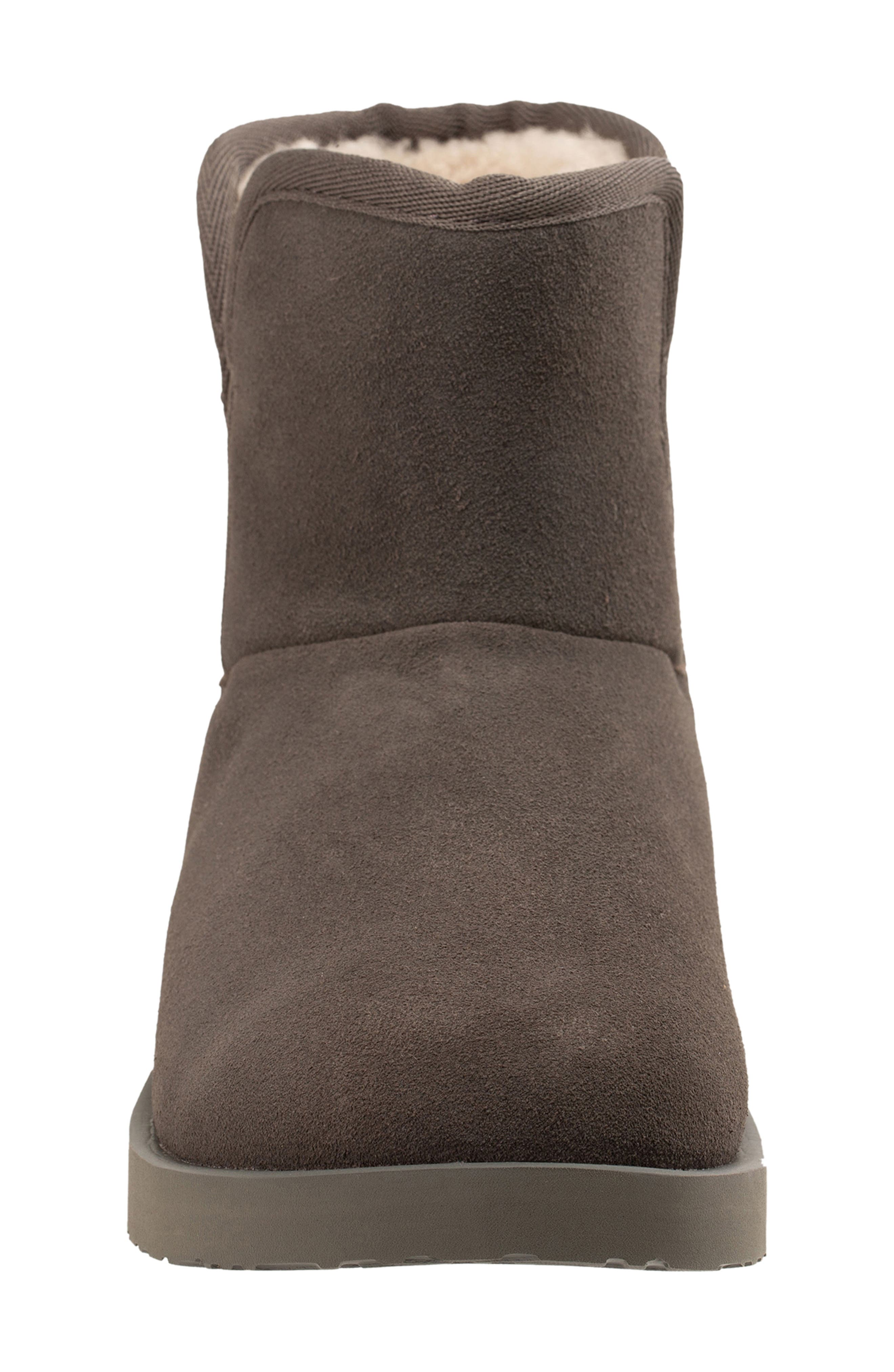 Fireside Faux Fur Lined Leather Bootie Slipper, Alternate, color, DARK CHARCOAL