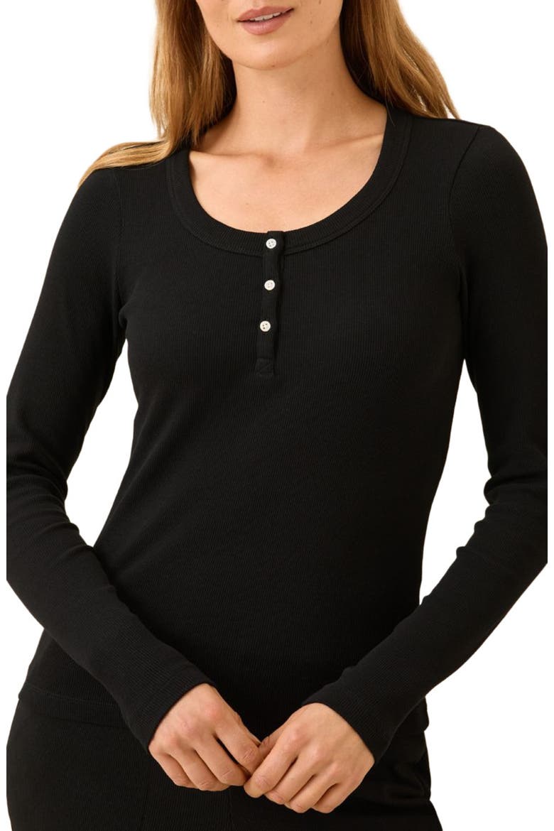 Dream Rib Slim Henley Made with Organic Cotton, Alternate, color, Black