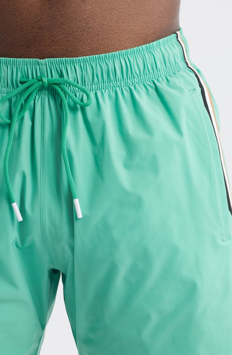 BOSS Iconic Side Stripe Swim Trunks, Alternate, color, Bright Green