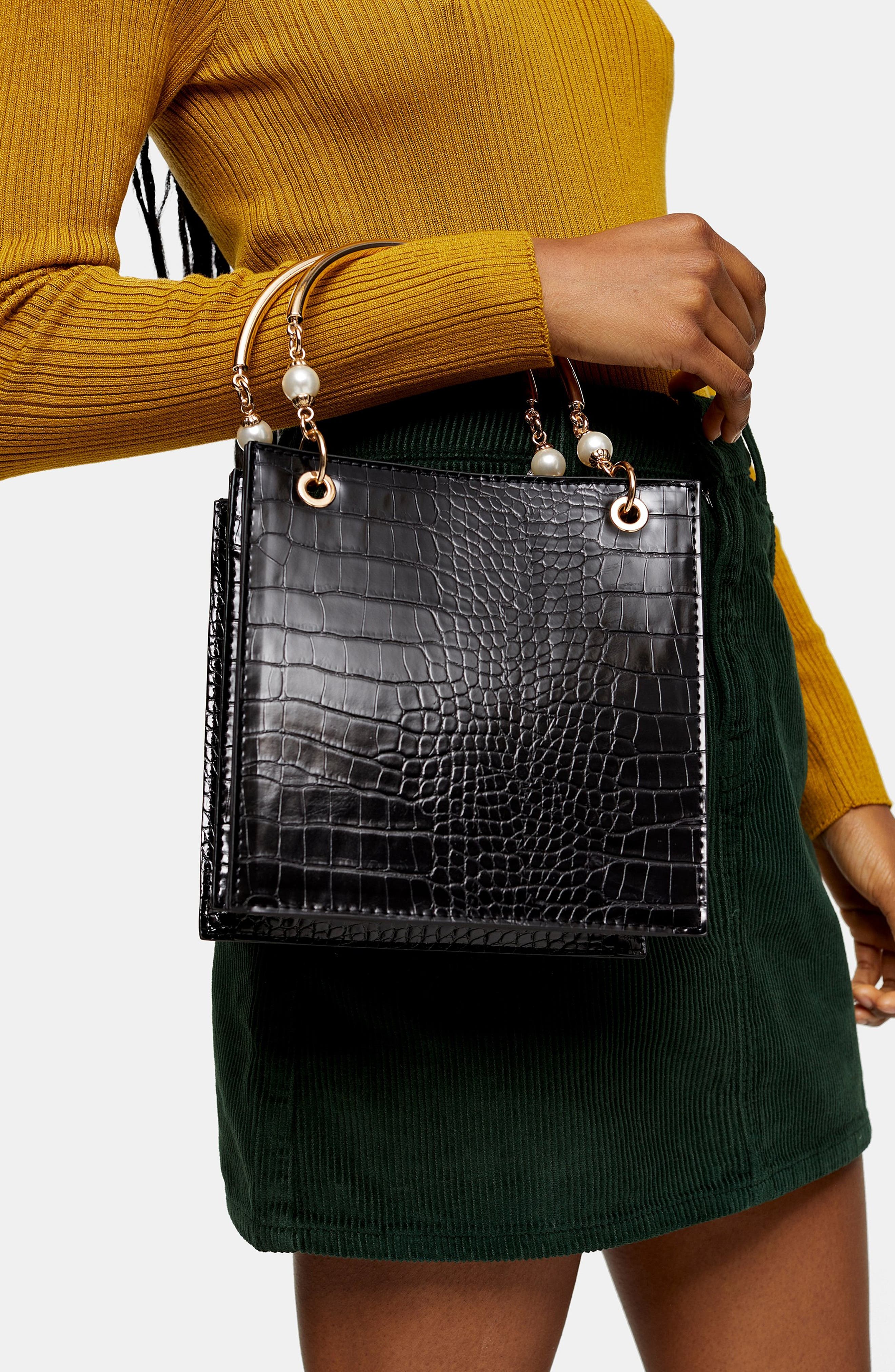 Topshop Ariel Faux Leather Tote, Alternate, color, 