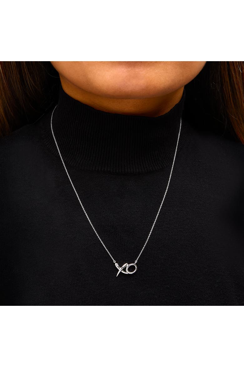 Sterling Silver Diamond Accent XO Pendant Necklace, Alternate, color, Silver