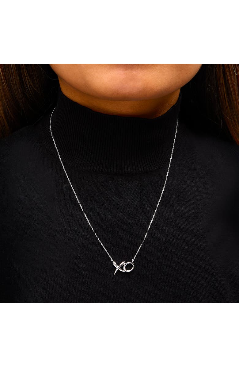 Haus of Brilliance Sterling Silver Diamond Accent XO Pendant Necklace, Alternate, color, Silver