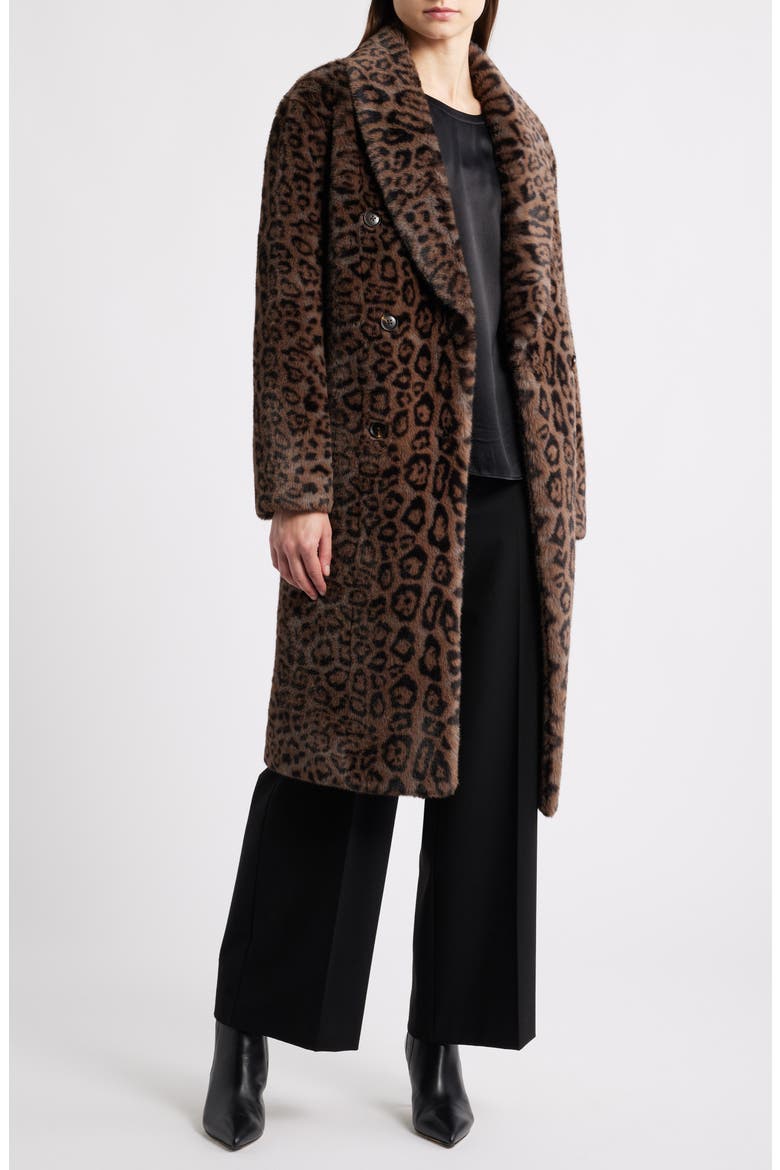 The Bianca Leopard Print Faux Fur Coat, Alternate, color, BROWN ANIMAL PRINT