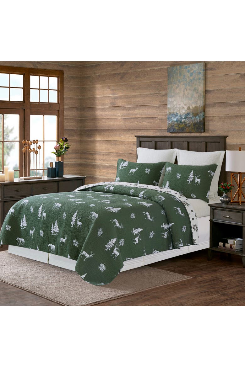Fernwood Forest Bedding Quilt Collection, Alternate, color, Green