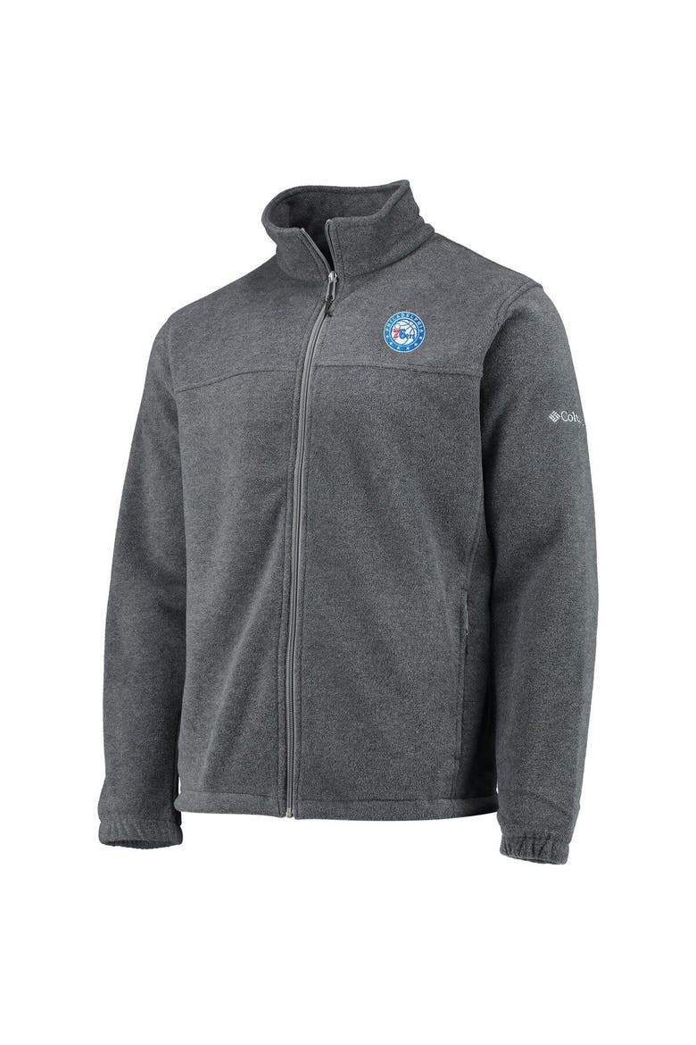 Men's Columbia Philadelphia 76ers Heathered Charcoal Flanker Full-Zip Jacket, Alternate, color, Heather Charcoal