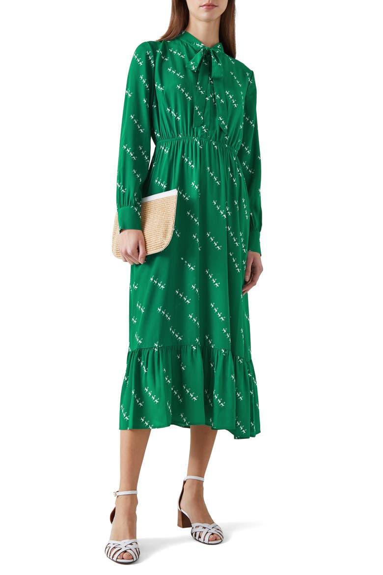 Bridget Long Sleeve Dress, Main, color, MUL-GREEN/CREAM