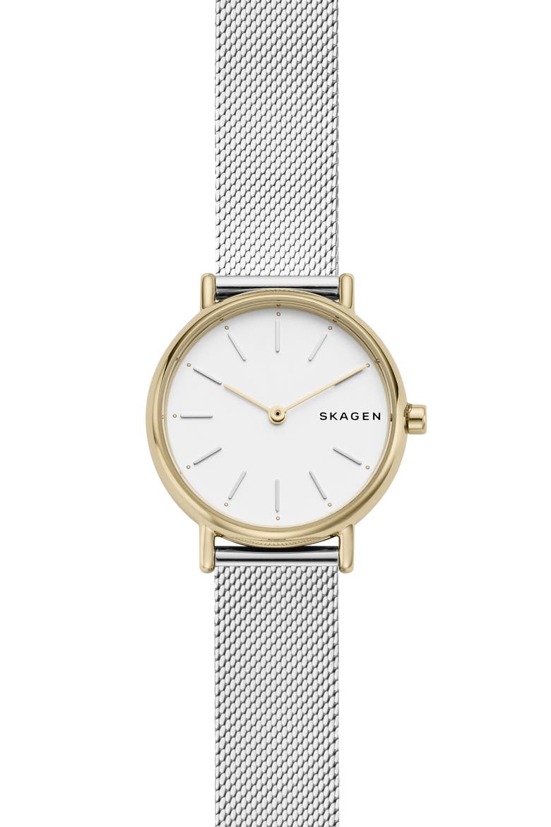 Signatur Slim Mesh Strap Watch, 30mm, Main, color, SILVER/ GOLD