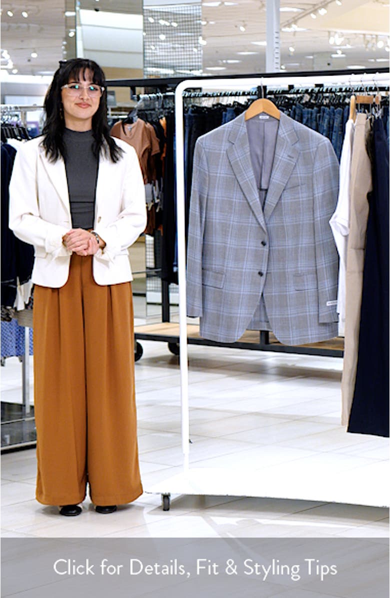 Hyperlight Soft Grey Plaid Slub Wool & Silk Blend Sport Coat, sales video thumbnail