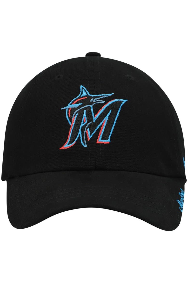 Women's '47 Black Miami Marlins Team Miata Clean Up Adjustable Hat, Alternate, color, Black