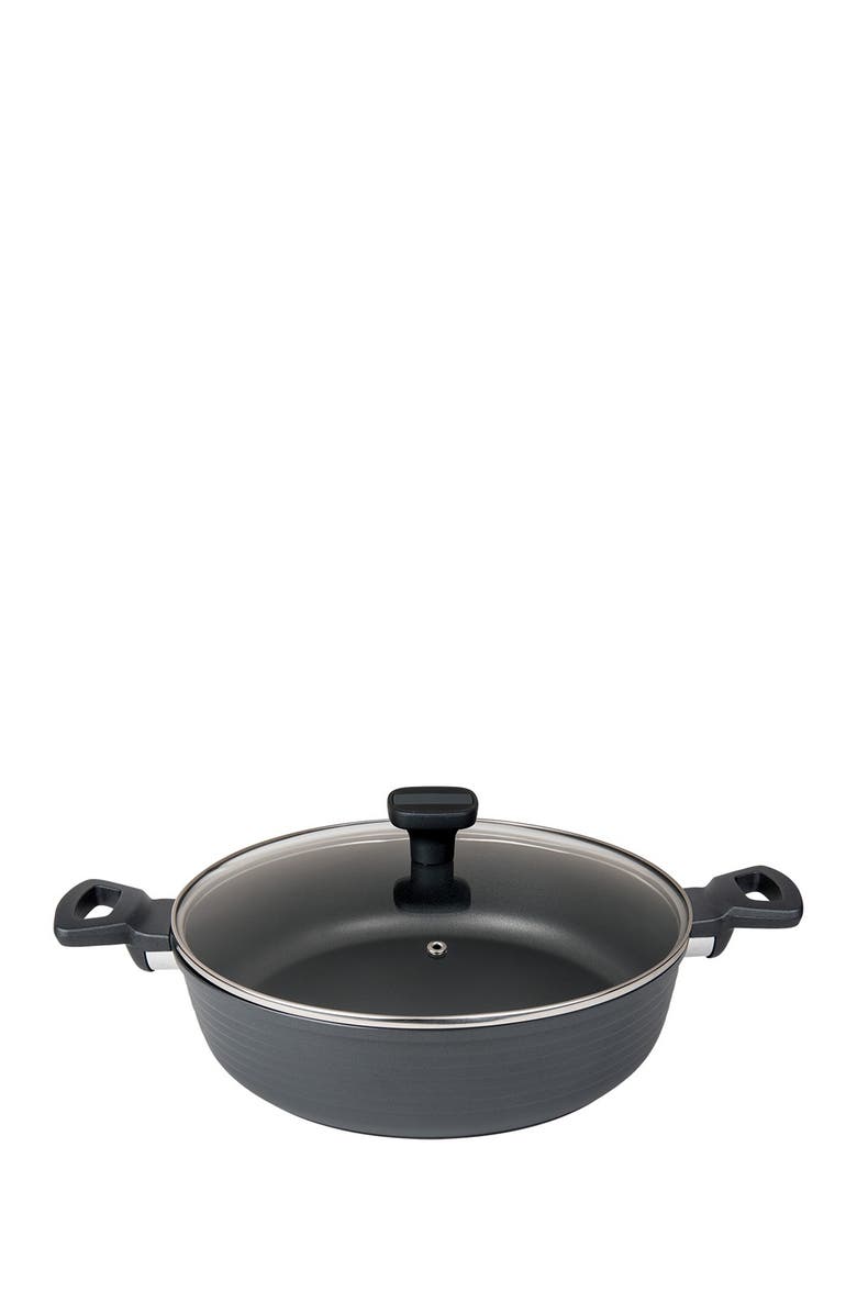 MASTERPAN Black Designer Series Non-Stick Cast Aluminum 11" Saute Pan with Lid, Alternate, color, 