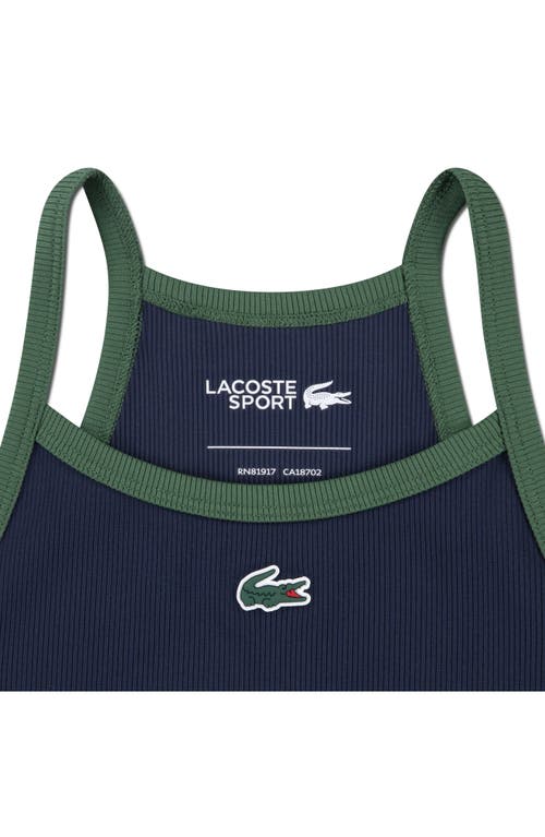 Lacoste Girls' Logo Ribbed Tank Top - Big Kid In Blue