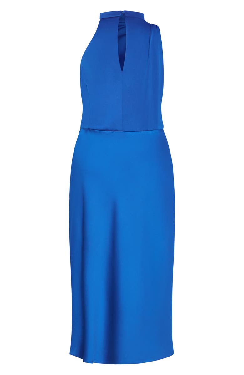 City Chic Limelight Halter Neck Midi Dress, Alternate, color, Cerulean
