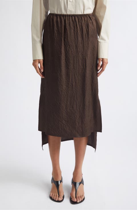 Laurel Crinkle Satin High-Low Slip Skirt