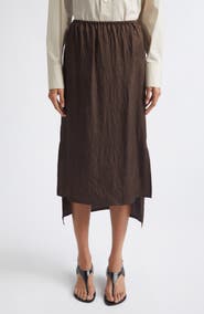 OSSOU Laurel Crinkle Satin High-Low Slip Skirt