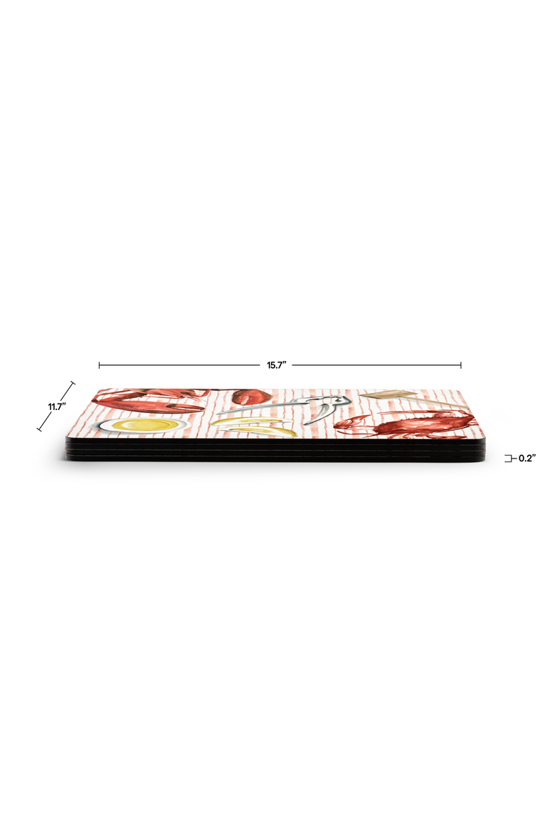 Summer Feast Set of 4 Cork Back Placemats, Alternate, color, Multi
