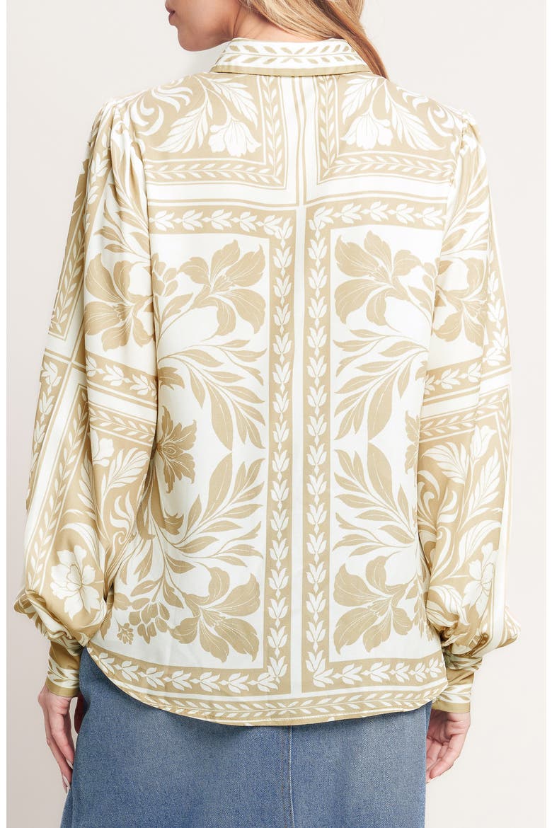 Botanical Print Long Sleeve Button Shirt, Alternate, color, TAUPE/ IVORY