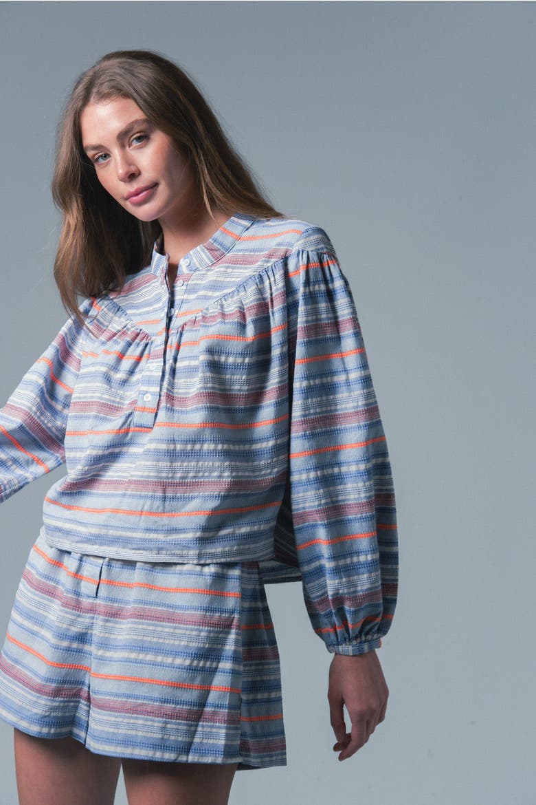 The Barry Short, Alternate, color, Blue/Orange Stripe
