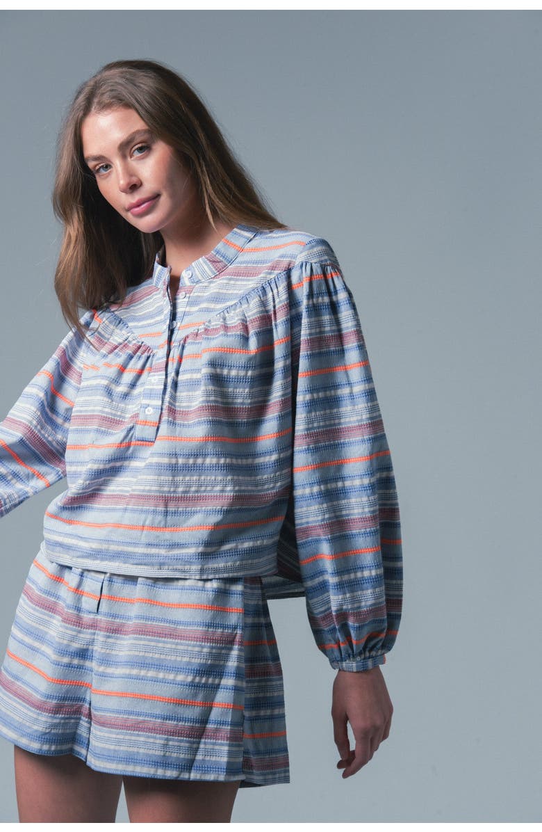 The Shirt by Rochelle Behrens The Barry Short, Alternate, color, Blue/Orange Stripe