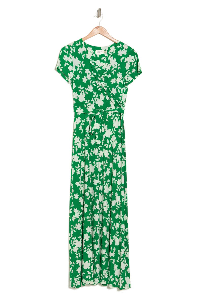 V-Neck Faux Wrap Maxi Dress, Alternate, color, GREEN