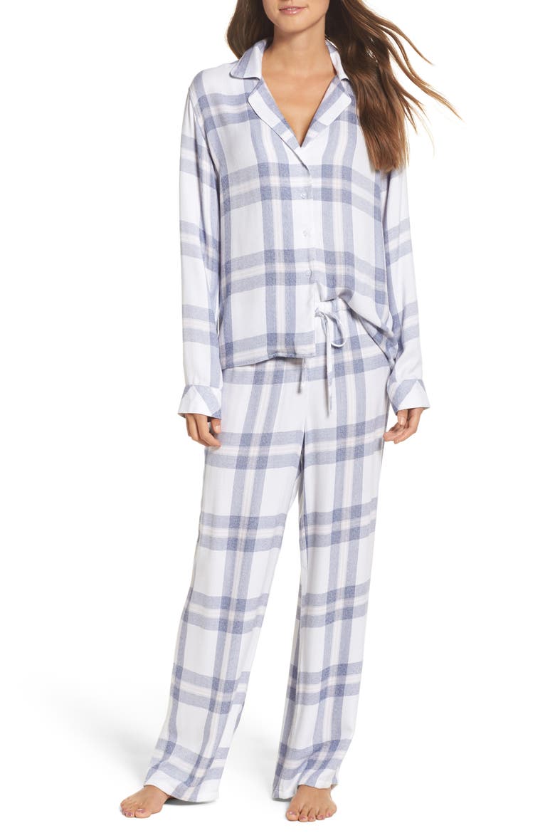 Plaid Pajamas, Main, color, WHITE/ CHAMBRAY/ PETAL