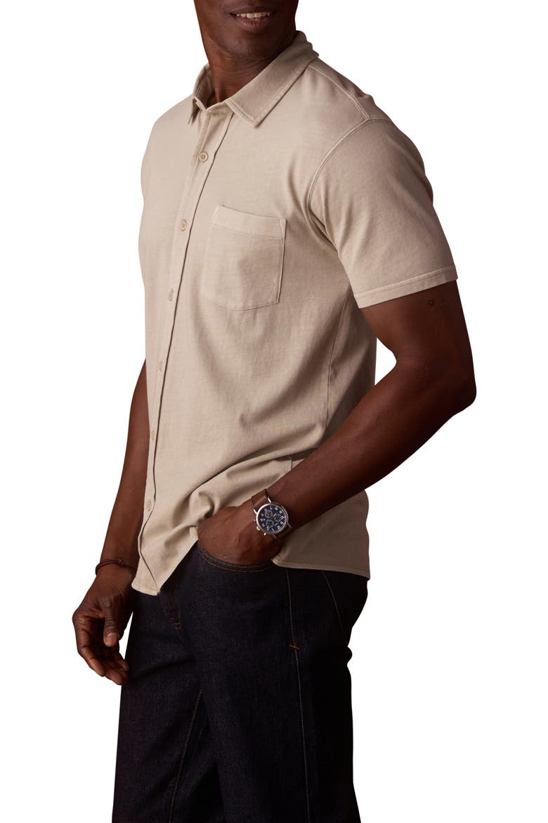 Normal Short Sleeve Cotton Jersey Button-Up Shirt, Alternate, color, PUMICE