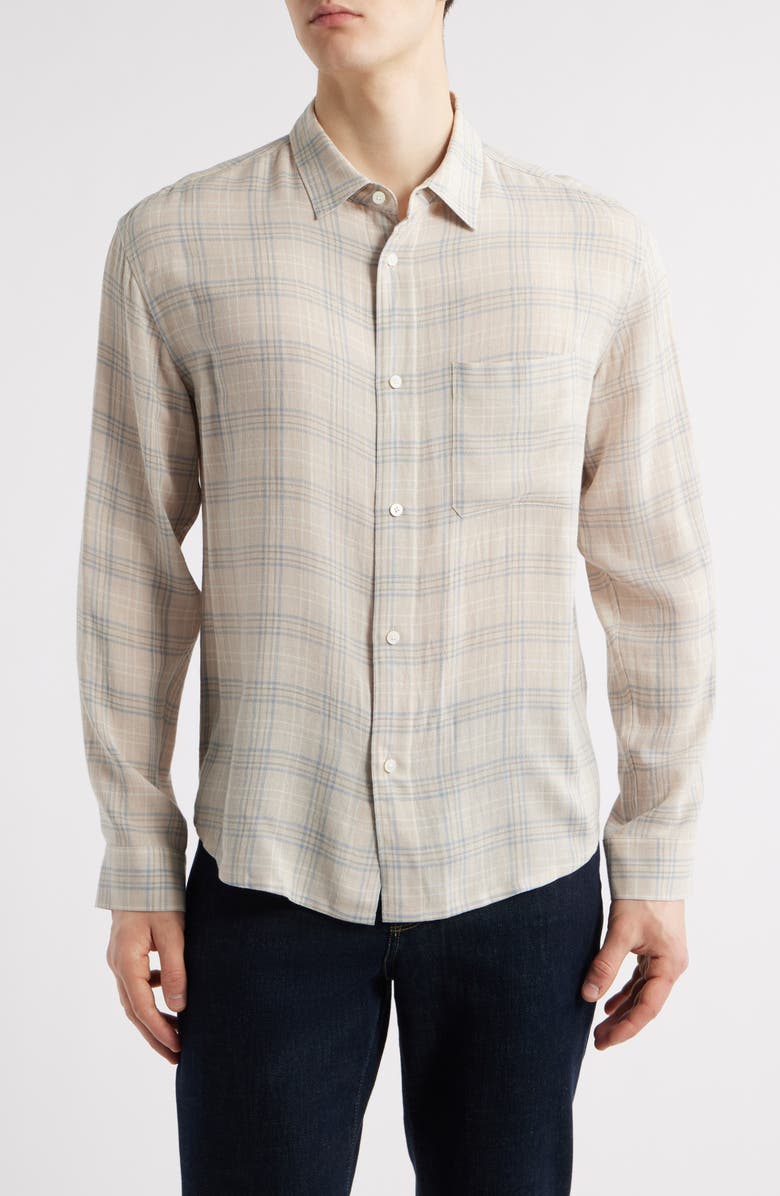FRAME Plaid Button-Up Shirt, Main, color, Cream Plaid