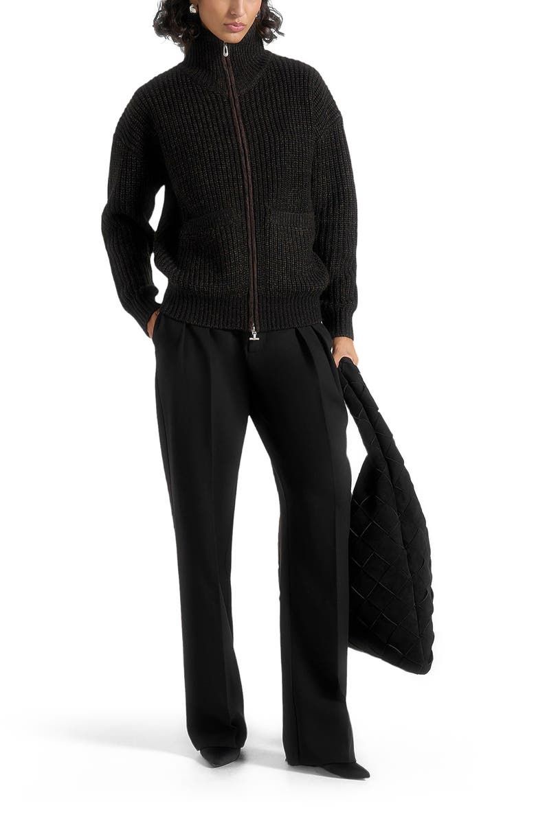 Manière De Voir Jamie Unisex Speckled Wool Zip Through Jacket, Alternate, color, Black