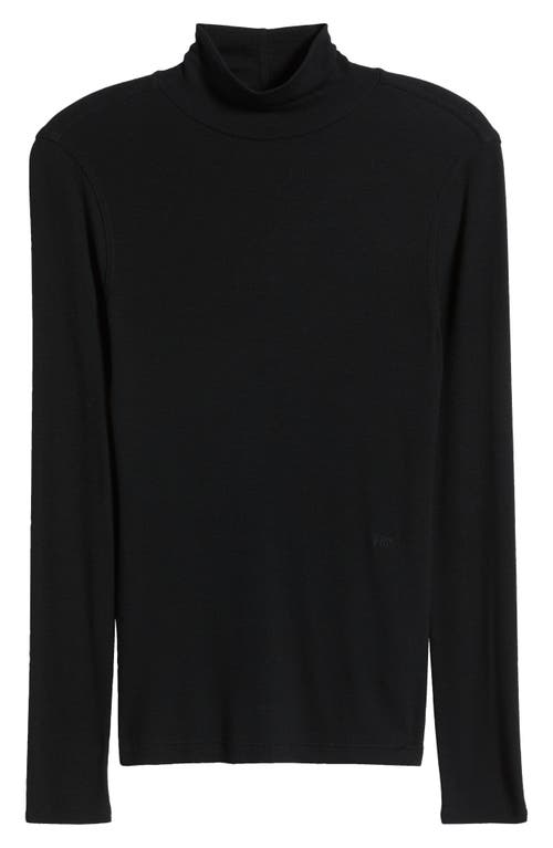 Frame Ribbed Turtleneck Top In Black