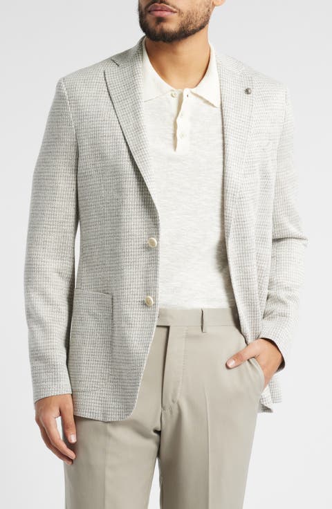 Hampton Houndstooth Knit Linen Blend Sport Coat