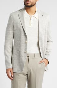 Jack Victor Hampton Houndstooth Knit Linen Blend Sport Coat