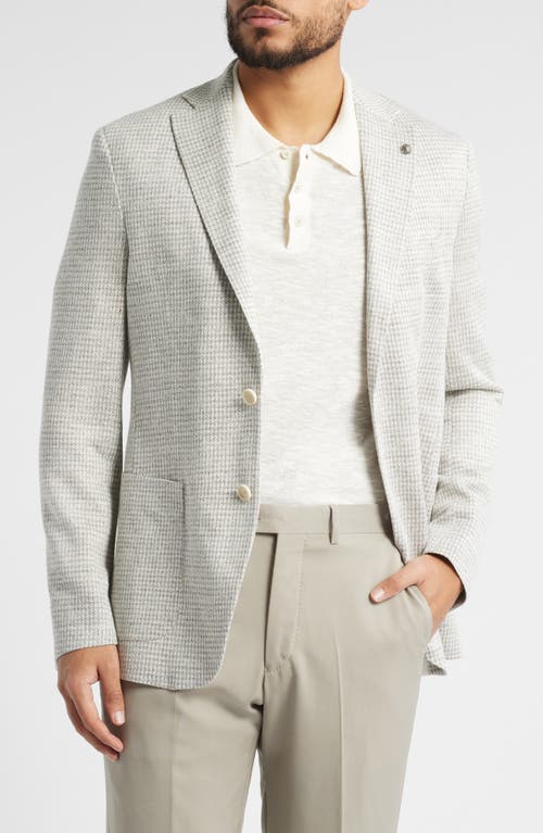 Jack Victor Hampton Houndstooth Knit Linen Blend Sport Coaf In Tan