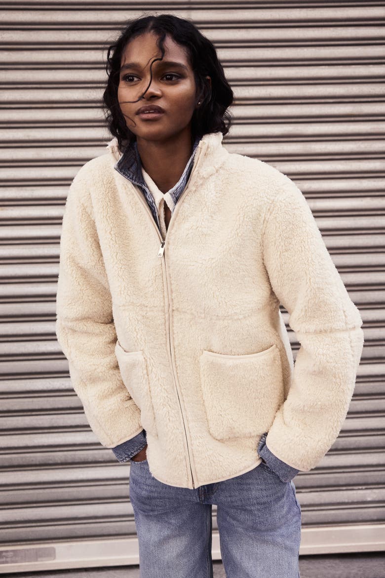 Teddy Jacket, Alternate, color, Light beige