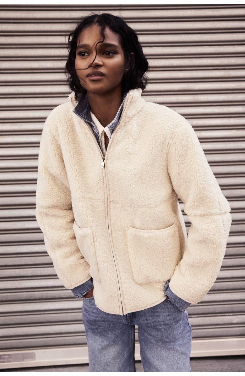 H&M Teddy Jacket, Alternate, color, Light Beige