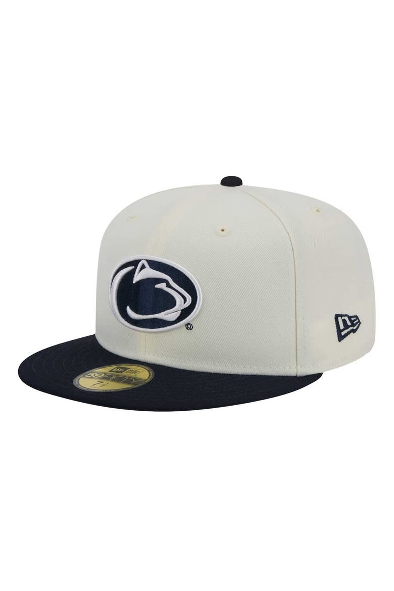 Men's New Era Cream Penn State Nittany Lions Chrome 59FIFTY Fitted Hat, Main, color, Cream