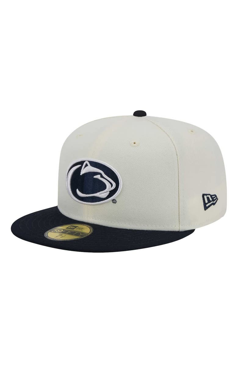 New Era Men's New Era Cream Penn State Nittany Lions Chrome 59FIFTY Fitted Hat, Main, color, Cream
