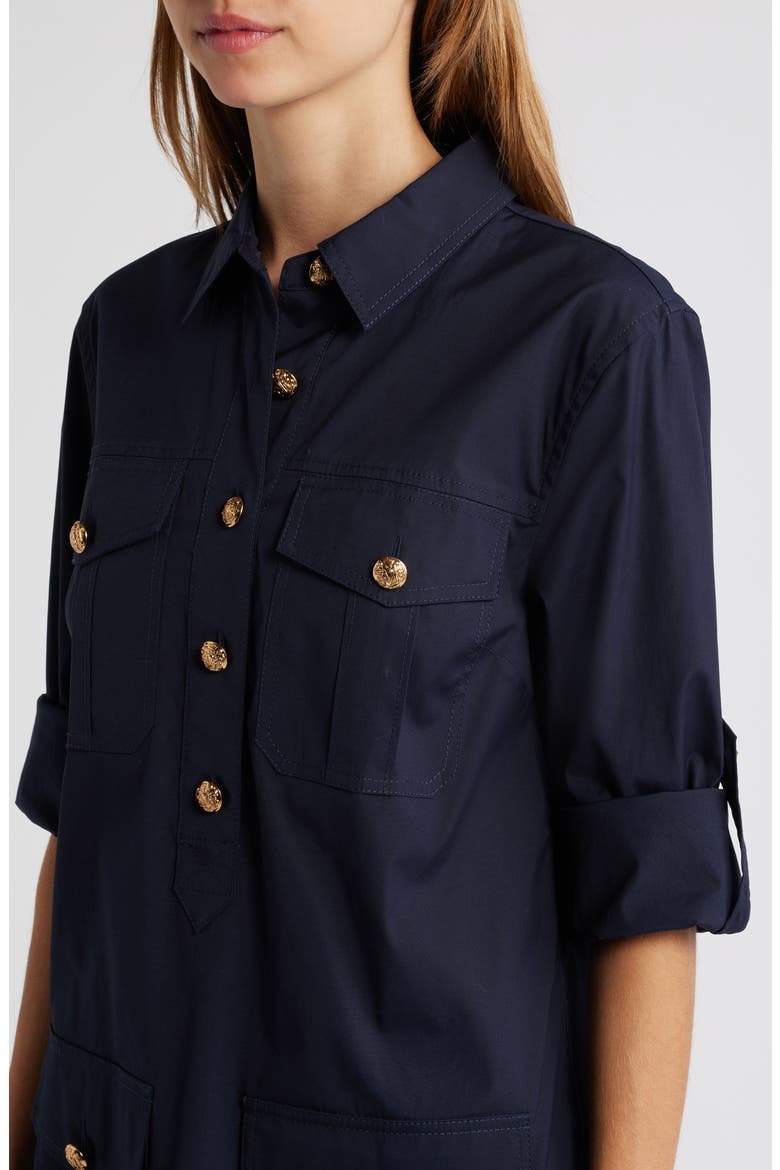 Saude Long Sleeve Cargo Shirtdress, Alternate, color, NAVY
