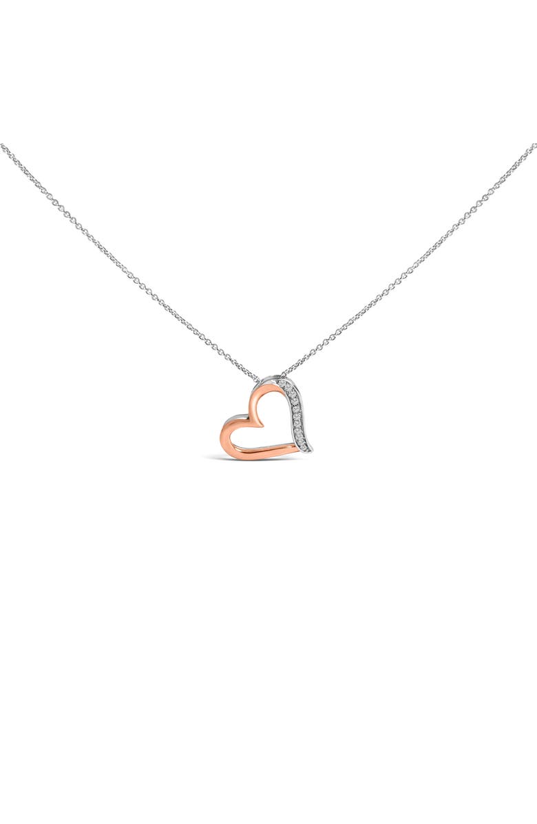Haus of Brilliance 14K Rose Gold Plated Sterling Silver 1/10 Cttw Diamond Open Heart Pendant Necklace, Main, color, White Gold Over Silver