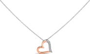 Haus of Brilliance 14K Rose Gold Plated Sterling Silver 1/10 Cttw Diamond Open Heart Pendant Necklace