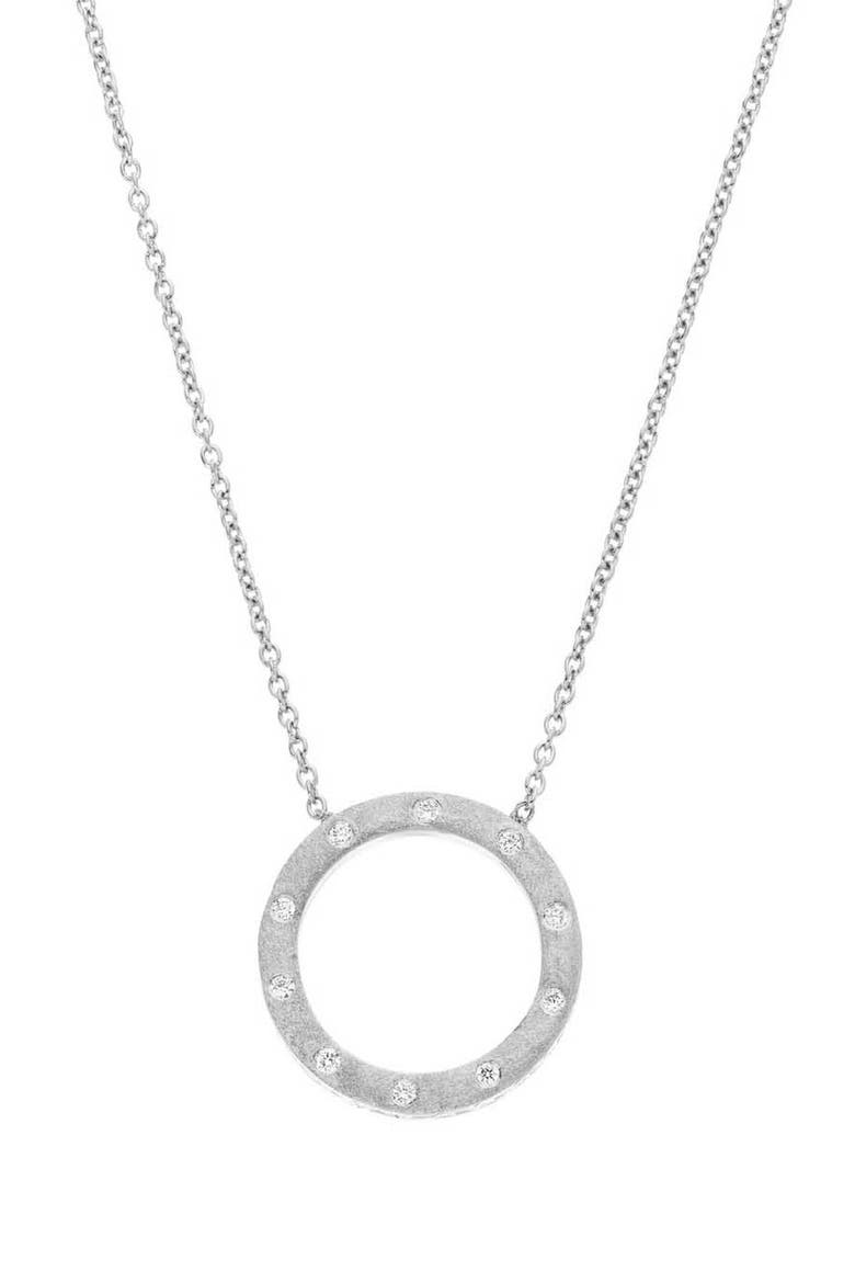 Dunes Diamond Circle Pendant Necklace, Main, color, 18K WG