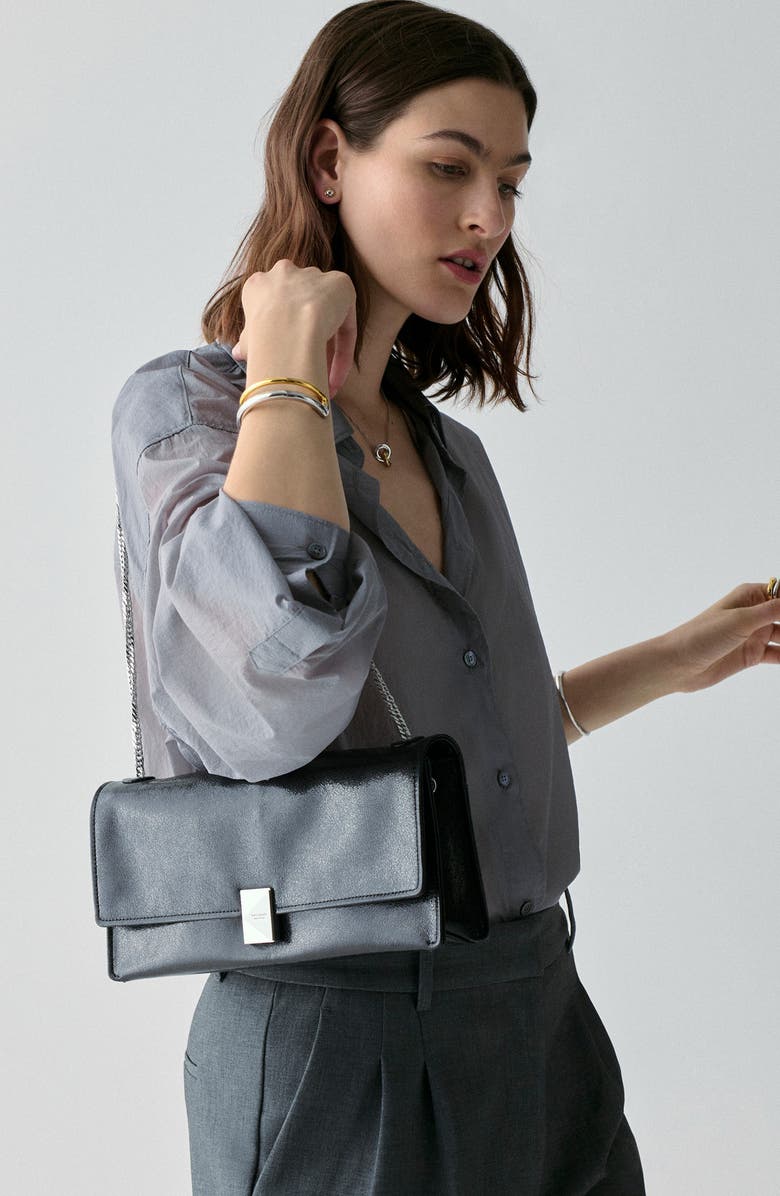 Kate Spade New York deco glazed leather convertible chain shoulder bag, Alternate, color,