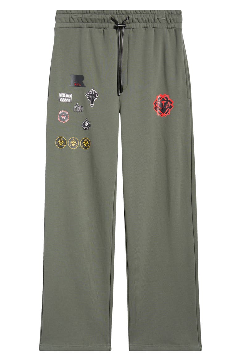 Cameron Military Graphic Straight Leg Sweatpants, Alternate, color, OLIVE MILITARY PATCH