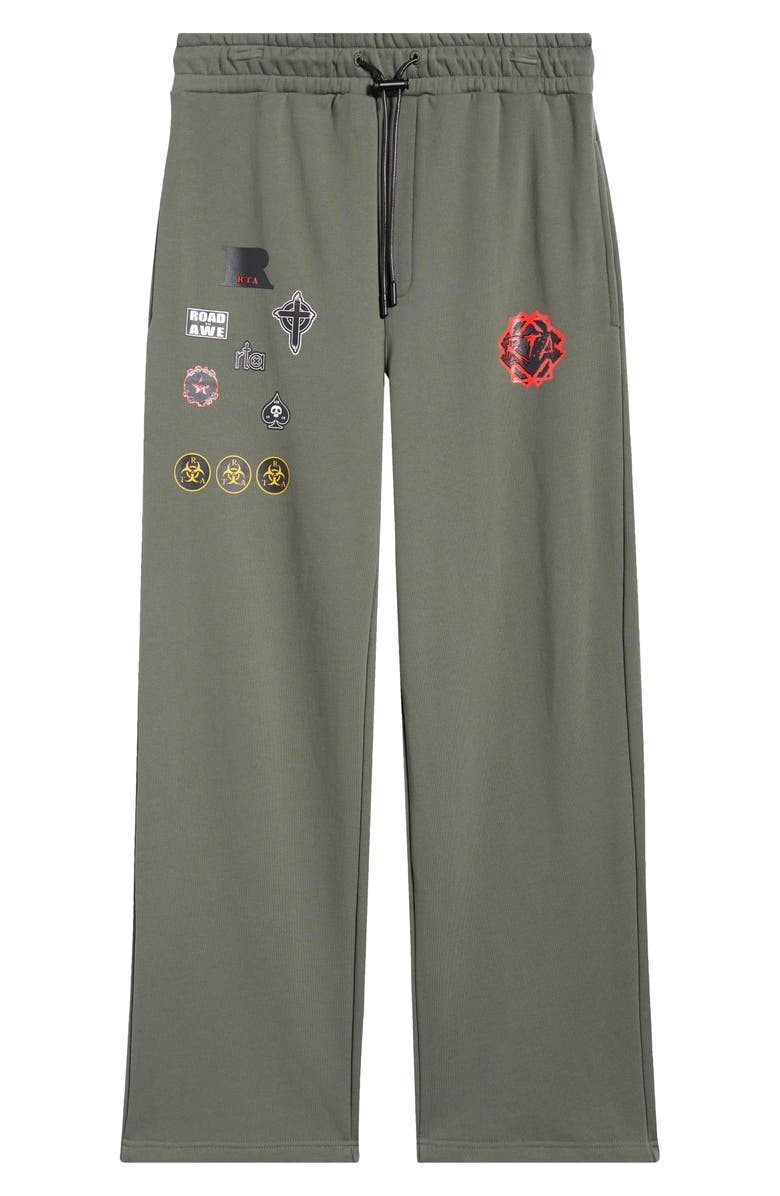 RtA Cameron Military Graphic Straight Leg Sweatpants, Main, color, Olive Military Patch