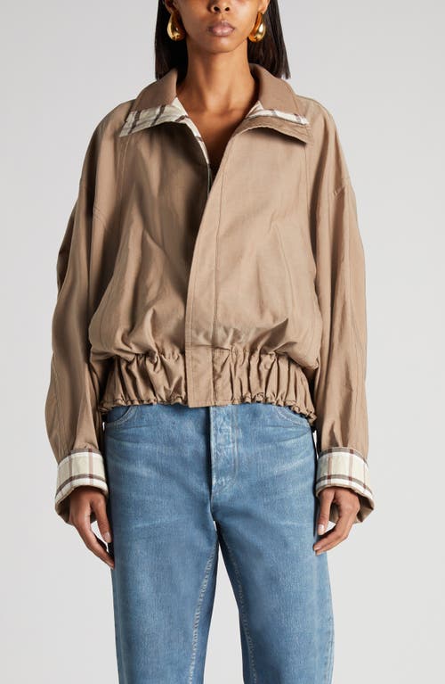 Bottega Veneta Oversize Cotton Twill Jacket In 9721 Dark Beige