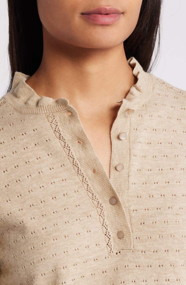 Wit & Wisdom Ruffle Pointelle Sweater, Alternate, color, 