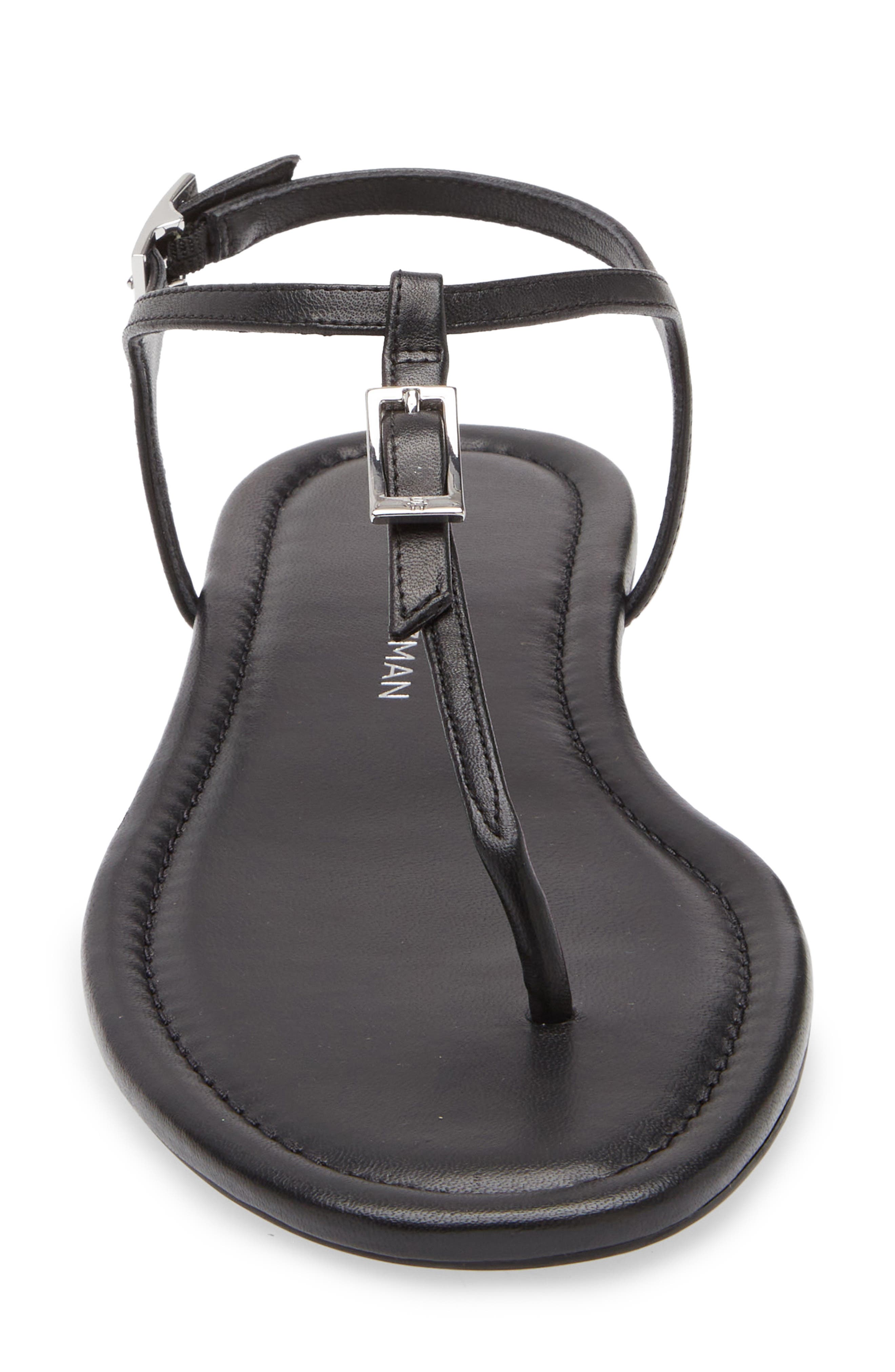 Stuart Weitzman Georgie T-Strap Sandal, Alternate, color, Black