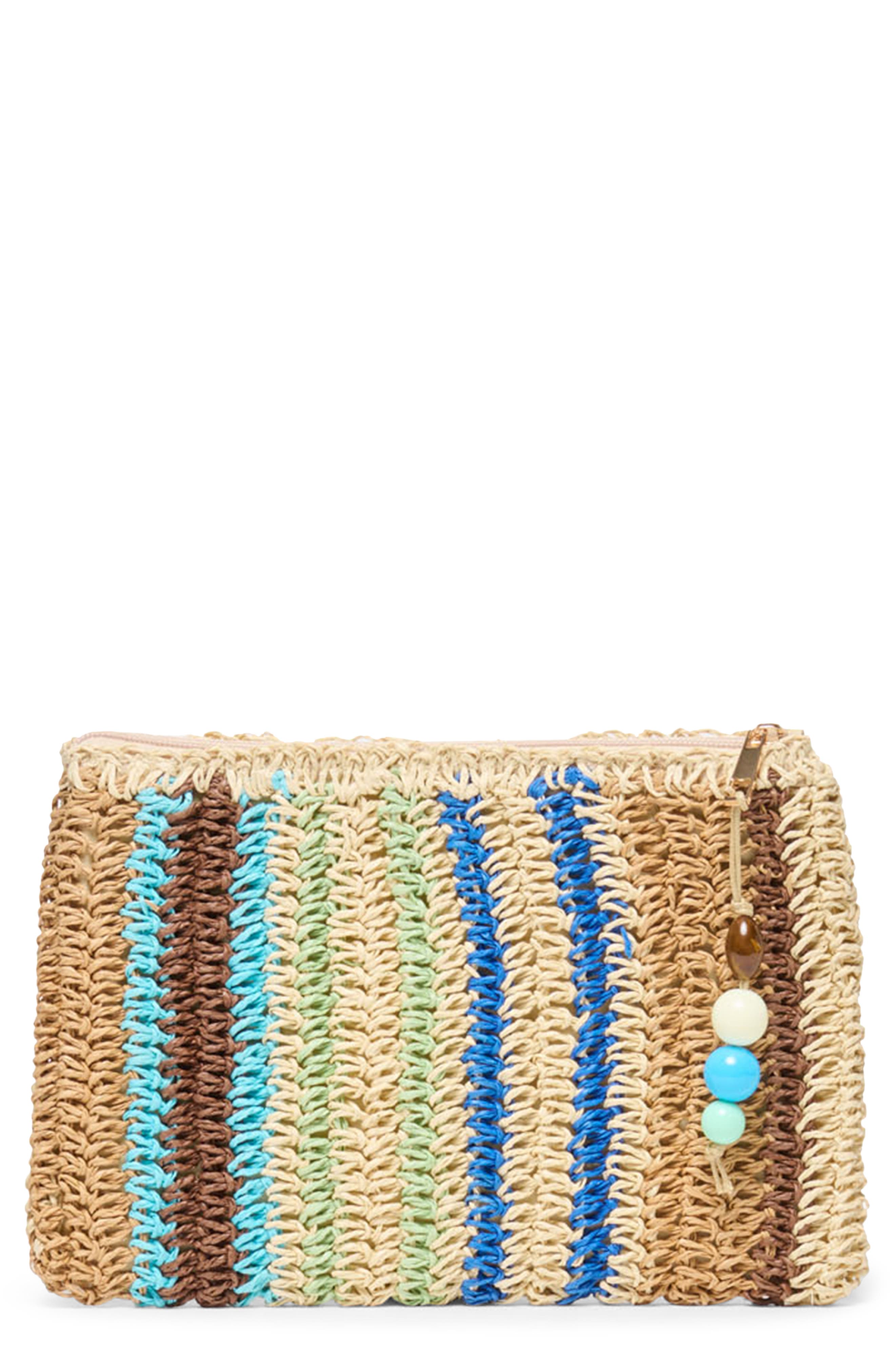 Dolce Vita Astra Raffia Clutch, Main, color, Blue Multi