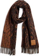 Ganni Leopard Jacquard Wool Scarf