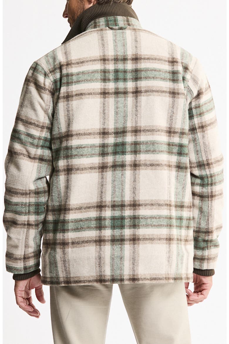 Plaid Faux Fur Lined Wool Blend Shirt Jacket, Alternate, color, STONE GREEN PLAID
