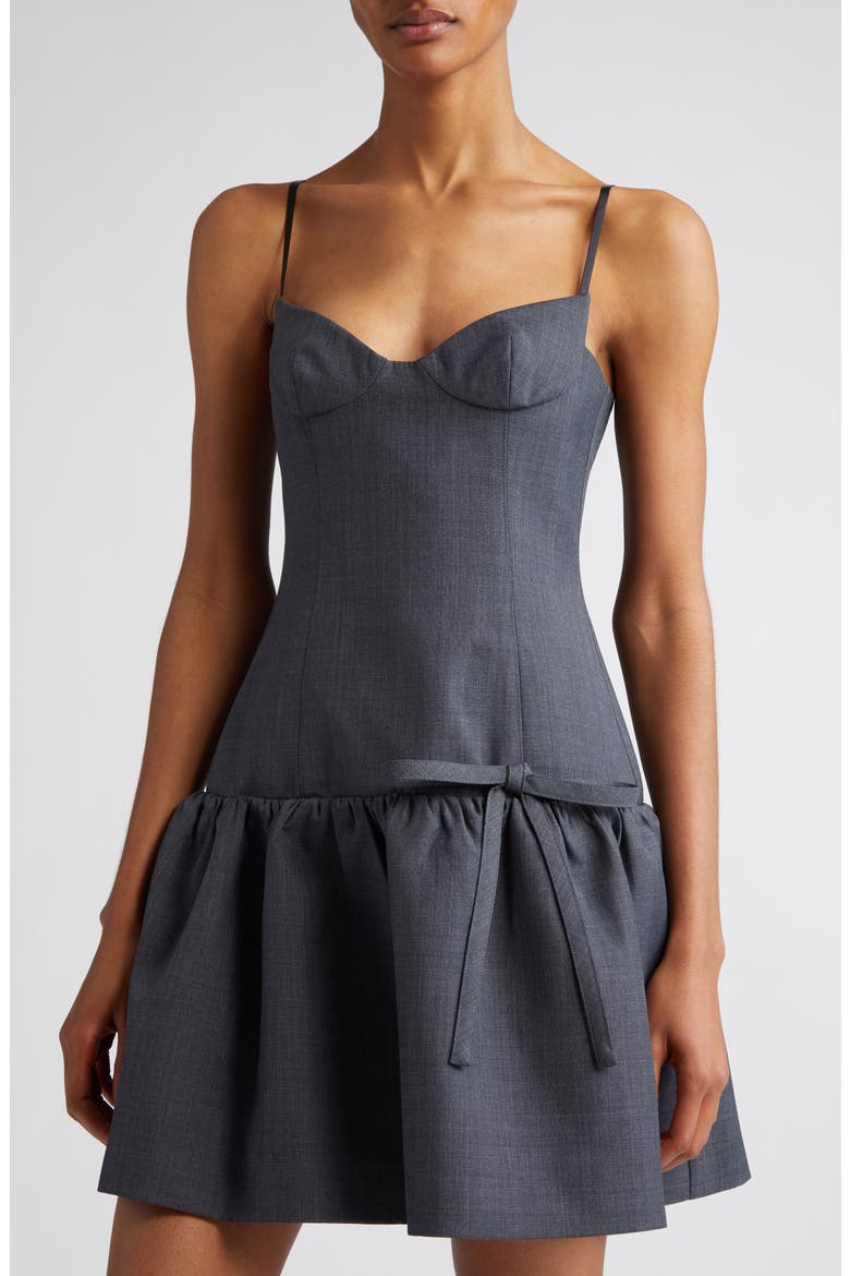Bowknot Twill Corset Dress, Alternate, color, GREY